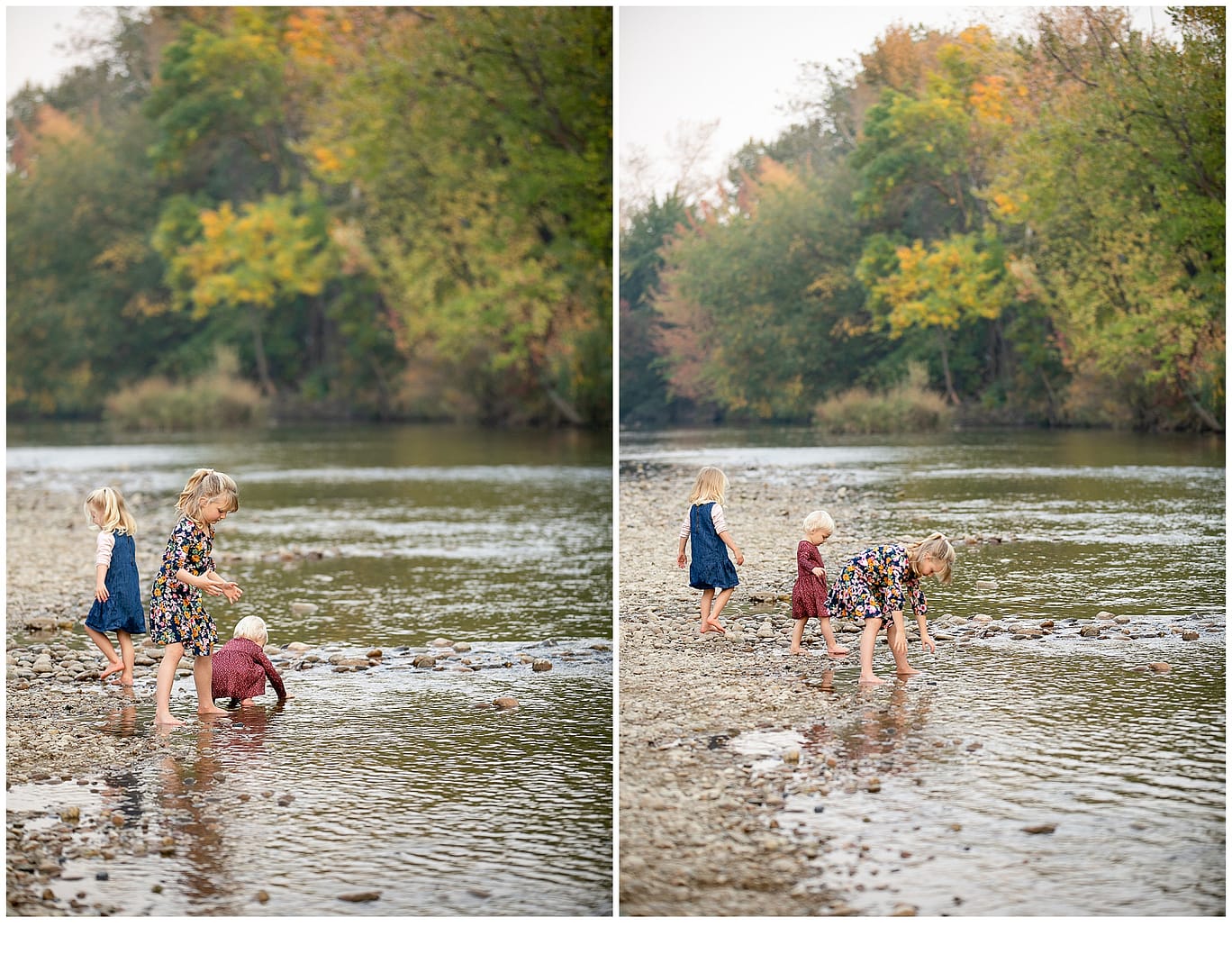 Girls play by Eagle, ID river. Photo by Tiffany Hix Photography.