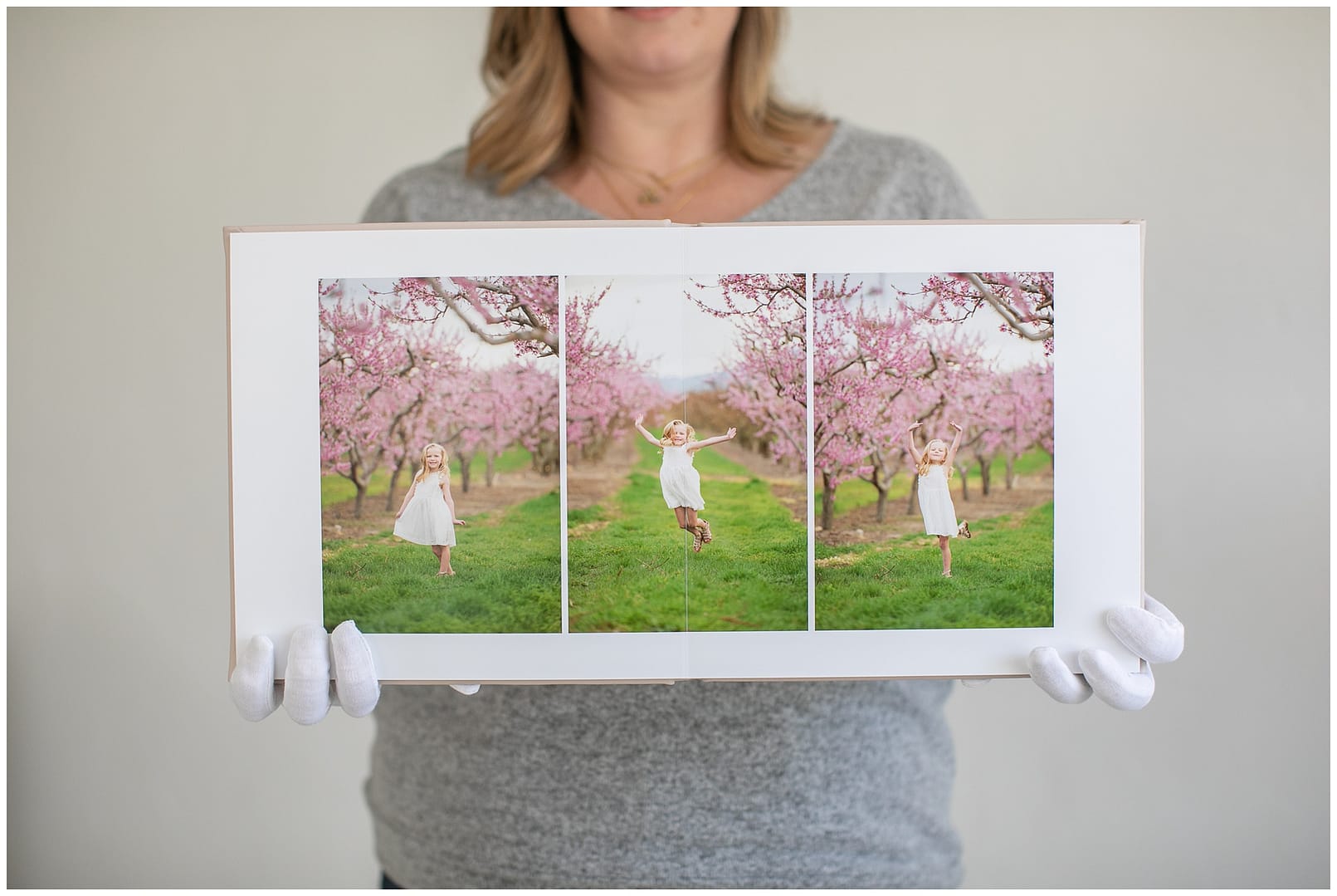 Seamless page spread in family album. Photos by Boise photographer Tiffany Hix Photography.