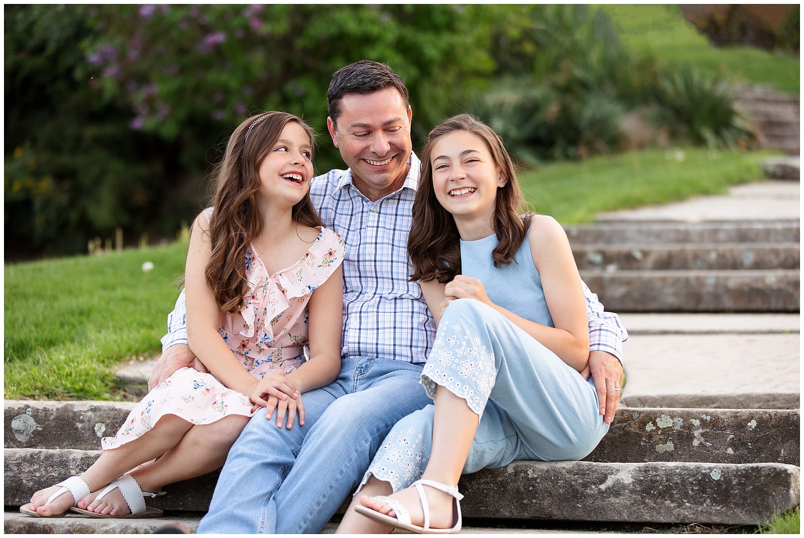 Girls pose with their dad. Photos by Tiffany Hix Photography.