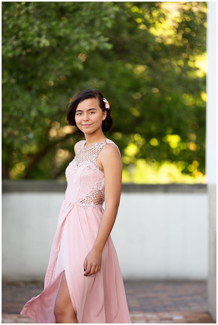 Boise teen in pink ballgown. Photo by Tiffany Hix Photography.